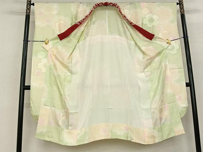 平和屋着物●長襦袢 無双仕立て 舞桜地紋 暈し染め 正絹 逸品 AABF0728fy