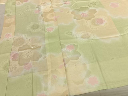 平和屋着物●長襦袢 無双仕立て 舞桜地紋 暈し染め 正絹 逸品 AABF0728fy