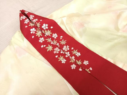 平和屋着物●長襦袢 無双仕立て 舞桜地紋 暈し染め 正絹 逸品 AABF0728fy