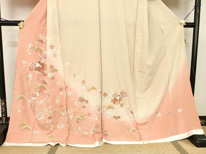 平和屋着物●訪問着 友禅 雪輪花文 暈し染め 金銀彩 丹後ちりめん 仮絵羽 正絹 逸品 未使用 AABF0729fy