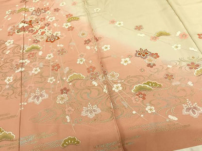 平和屋着物●訪問着 友禅 雪輪花文 暈し染め 金銀彩 丹後ちりめん 仮絵羽 正絹 逸品 未使用 AABF0729fy