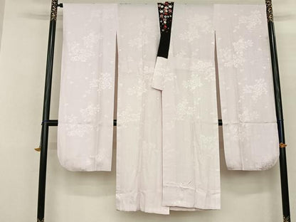 平和屋着物●振袖用長襦袢 無双仕立て 束ね熨斗花地紋 桜色 半衿刺繍 正絹 逸品 AABF0731fy