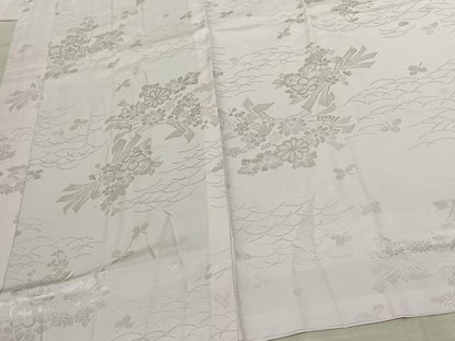 平和屋着物●振袖用長襦袢 無双仕立て 束ね熨斗花地紋 桜色 半衿刺繍 正絹 逸品 AABF0731fy