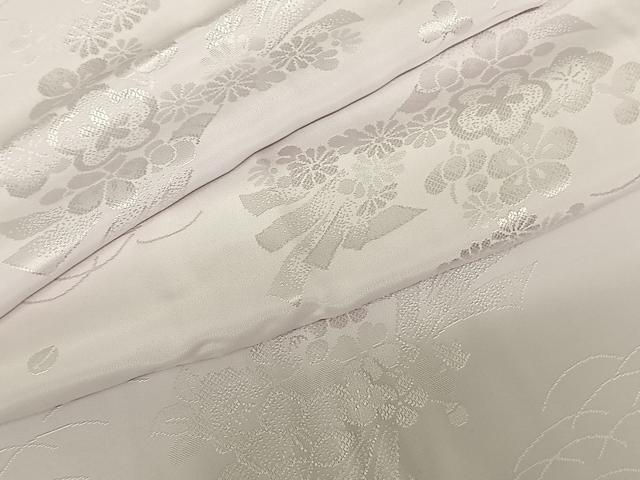 平和屋着物●振袖用長襦袢 無双仕立て 束ね熨斗花地紋 桜色 半衿刺繍 正絹 逸品 AABF0731fy