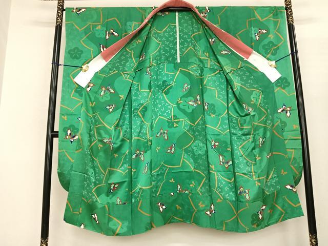 平和屋着物●振袖用長襦袢　無双仕立て　花蝶文　半衿刺繍　正絹　逸品　AABF0732fy