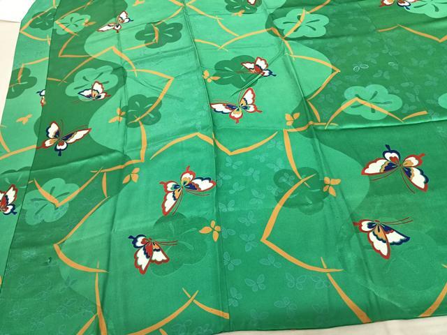 平和屋着物●振袖用長襦袢　無双仕立て　花蝶文　半衿刺繍　正絹　逸品　AABF0732fy