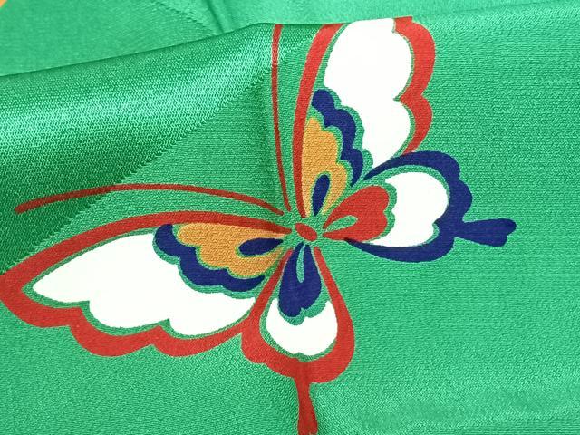 平和屋着物●振袖用長襦袢　無双仕立て　花蝶文　半衿刺繍　正絹　逸品　AABF0732fy
