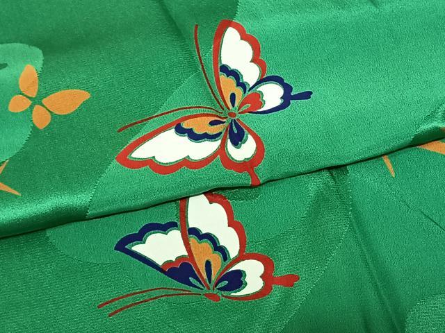 平和屋着物●振袖用長襦袢　無双仕立て　花蝶文　半衿刺繍　正絹　逸品　AABF0732fy