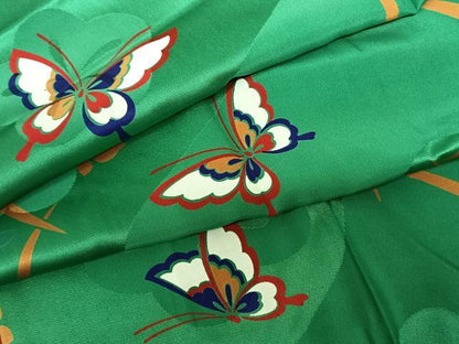 平和屋着物●振袖用長襦袢　無双仕立て　花蝶文　半衿刺繍　正絹　逸品　AABF0732fy