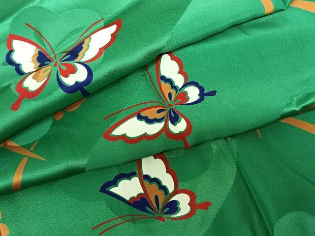 平和屋着物●振袖用長襦袢　無双仕立て　花蝶文　半衿刺繍　正絹　逸品　AABF0732fy