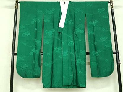 平和屋着物●振袖用長襦袢 無双仕立て 辻が花地紋 常磐色 正絹 逸品 AABF0733fy