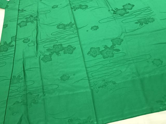 平和屋着物●振袖用長襦袢 無双仕立て 辻が花地紋 常磐色 正絹 逸品 AABF0733fy
