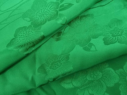 平和屋着物●振袖用長襦袢 無双仕立て 辻が花地紋 常磐色 正絹 逸品 AABF0733fy