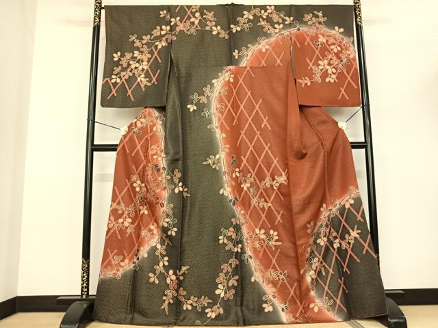 平和屋着物●訪問着 刺繍 萩文 暈し染め 金彩 正絹 逸品 AABF0735fy