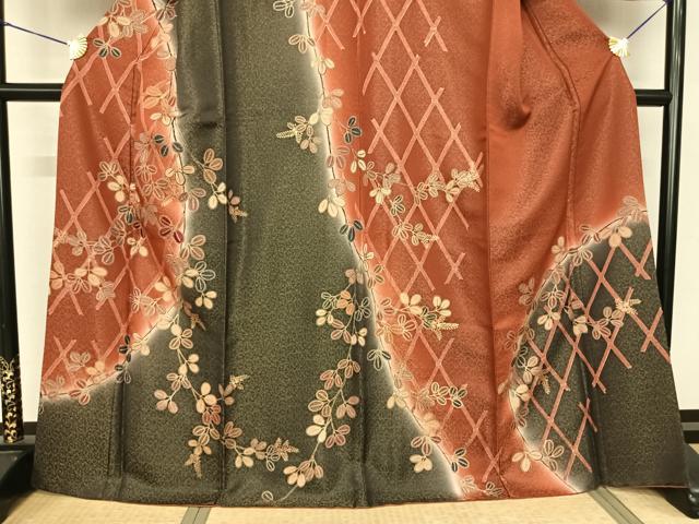 平和屋着物●訪問着 刺繍 萩文 暈し染め 金彩 正絹 逸品 AABF0735fy