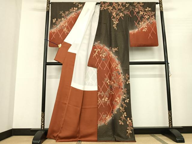 平和屋着物●訪問着 刺繍 萩文 暈し染め 金彩 正絹 逸品 AABF0735fy