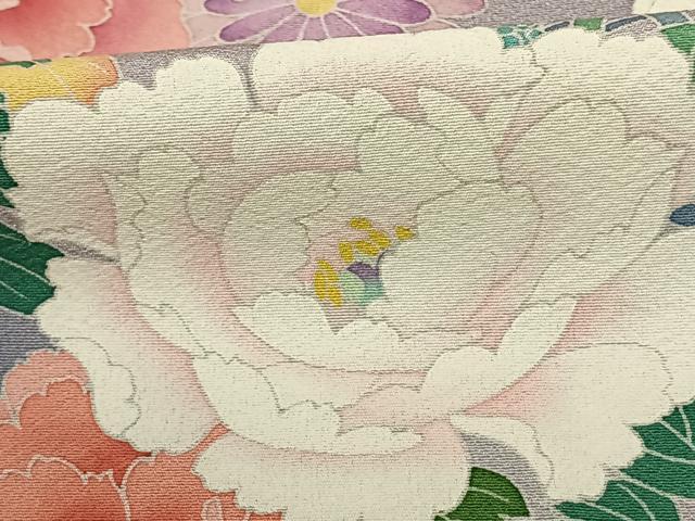 平和屋着物●豪華振袖　友禅　作家物　玉峰　枝花文　暈し染め　正絹　逸品　AABF0736fy