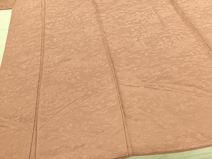 平和屋着物●上質な色無地 草花地紋 珊瑚色 さが美扱い 正絹 逸品 未使用 AABF0737fy
