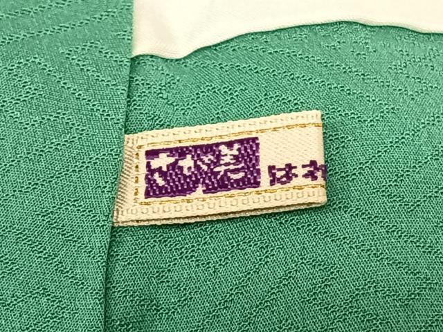 平和屋着物●上質な色無地 作家物 人物風景地紋 青緑色 さが美扱い ロング丈 正絹 逸品 AABF0738fy