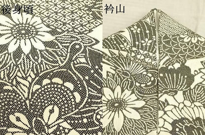 平和屋着物●上質な小紋 型染め 草花文 正絹 逸品 AABF0739fy