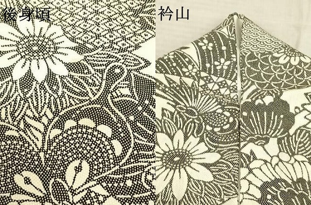 平和屋着物●上質な小紋 型染め 草花文 正絹 逸品 AABF0739fy