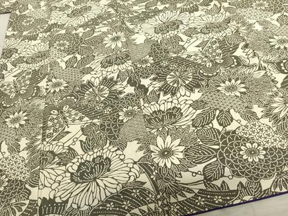 平和屋着物●上質な小紋 型染め 草花文 正絹 逸品 AABF0739fy