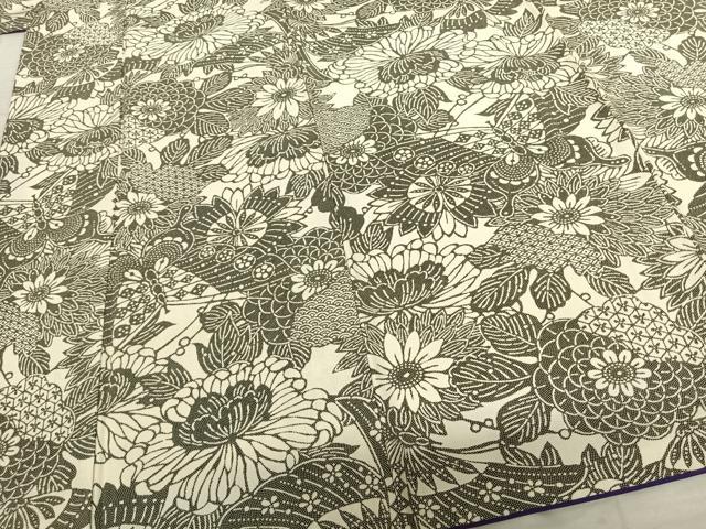 平和屋着物●上質な小紋 型染め 草花文 正絹 逸品 AABF0739fy