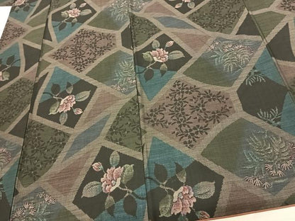 平和屋着物●本場大島紬 カタス9マルキ 切嵌花文 正絹 逸品 AABF0744fy