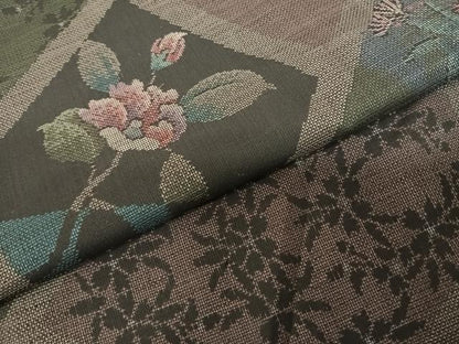 平和屋着物●本場大島紬 カタス9マルキ 切嵌花文 正絹 逸品 AABF0744fy