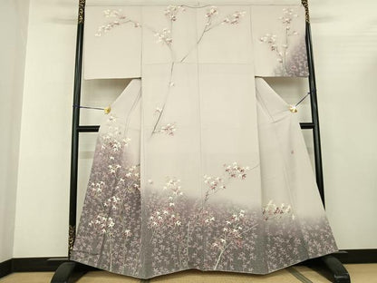 平和屋着物●訪問着 友禅 作家物 枝花文 暈し染め 正絹 逸品 AABF0745fy