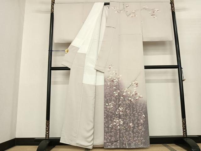 平和屋着物●訪問着 友禅 作家物 枝花文 暈し染め 正絹 逸品 AABF0745fy