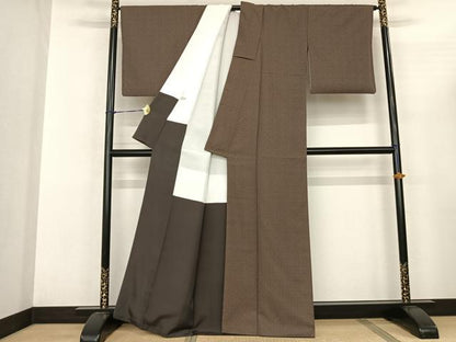 平和屋着物●お召 変わり市松文 正絹 逸品 AABF0749fy