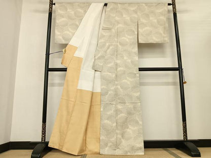 平和屋着物●本場大島紬 白大島 雪輪文 正絹 逸品 AABF0751fy