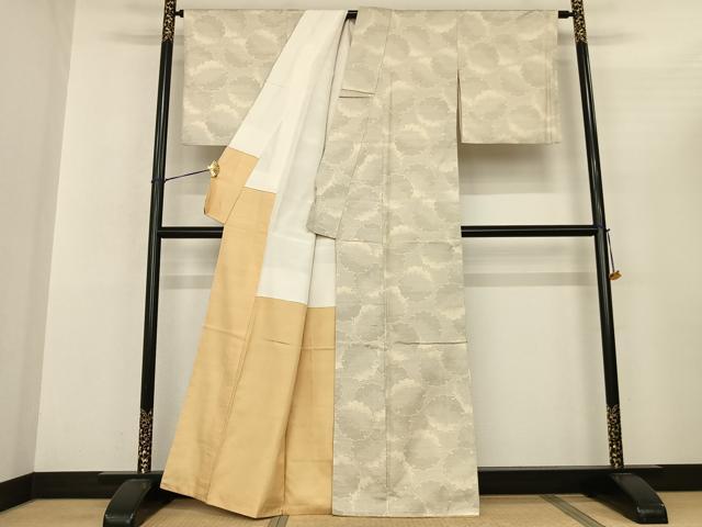 平和屋着物●本場大島紬 白大島 雪輪文 正絹 逸品 AABF0751fy