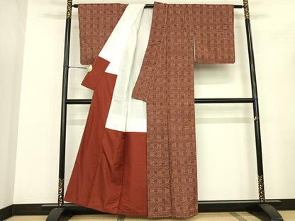 平和屋着物●上質な紬 花織 花間道 正絹 逸品 未使用 AABF0755fy