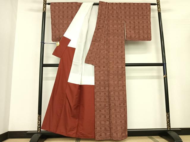 平和屋着物●上質な紬 花織 花間道 正絹 逸品 未使用 AABF0755fy