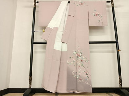 平和屋着物●訪問着 友禅 作家物 枝花文 暈し染め 正絹 逸品 AABF0756fy