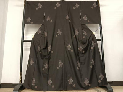 平和屋着物●本場大島紬　カタス9マルキ　人物毬文　正絹　逸品　AABF0757fy