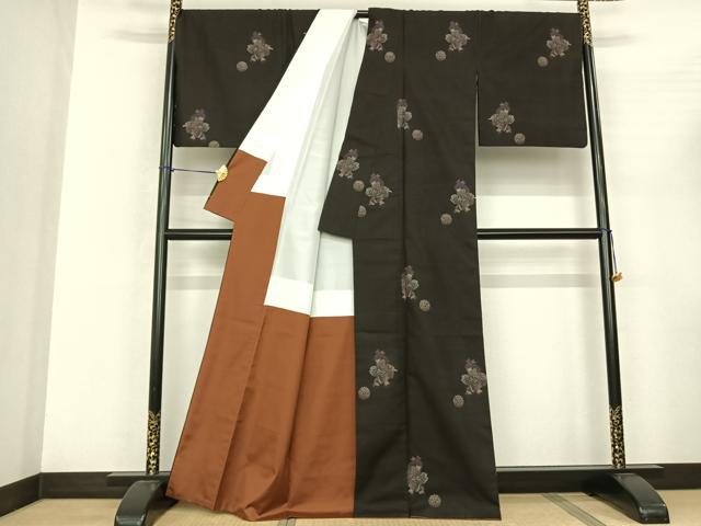 平和屋着物●本場大島紬　カタス9マルキ　人物毬文　正絹　逸品　AABF0757fy