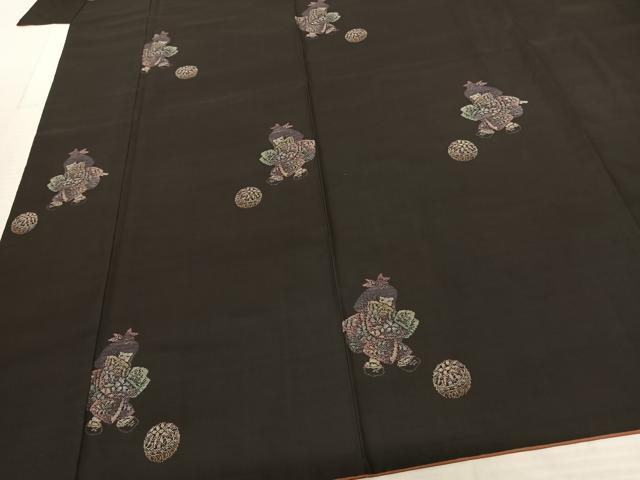 平和屋着物●本場大島紬　カタス9マルキ　人物毬文　正絹　逸品　AABF0757fy