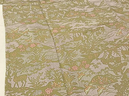 平和屋着物▽上質な小紋 単衣 風景花鳥文 正絹 逸品 AABF0761jh