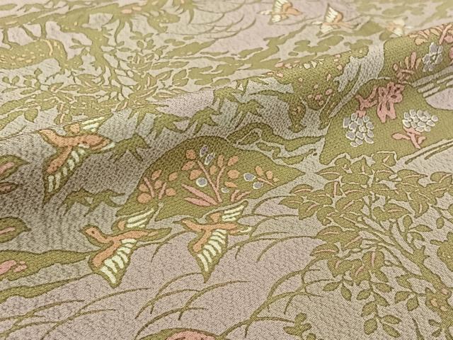 平和屋着物▽上質な小紋 単衣 風景花鳥文 正絹 逸品 AABF0761jh