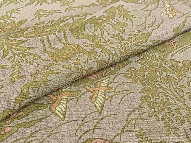 平和屋着物▽上質な小紋 単衣 風景花鳥文 正絹 逸品 AABF0761jh