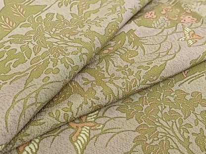 平和屋着物▽上質な小紋 単衣 風景花鳥文 正絹 逸品 AABF0761jh