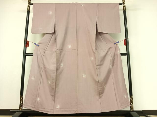 平和屋着物▽上質な紬 単衣 絞り 舞葉文 正絹 逸品 AABF0762jh