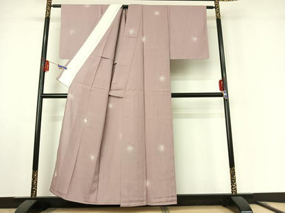 平和屋着物▽上質な紬 単衣 絞り 舞葉文 正絹 逸品 AABF0762jh