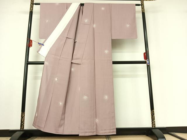 平和屋着物▽上質な紬 単衣 絞り 舞葉文 正絹 逸品 AABF0762jh