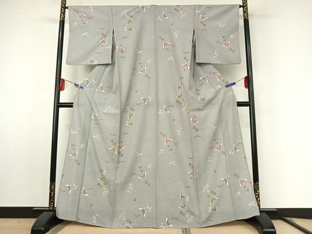 平和屋着物▽小紋　単衣　花蝶文　洗える着物　AABF0765jh 平和屋着物▽小紋 単衣 花蝶文 洗える着物 AABF0765jh