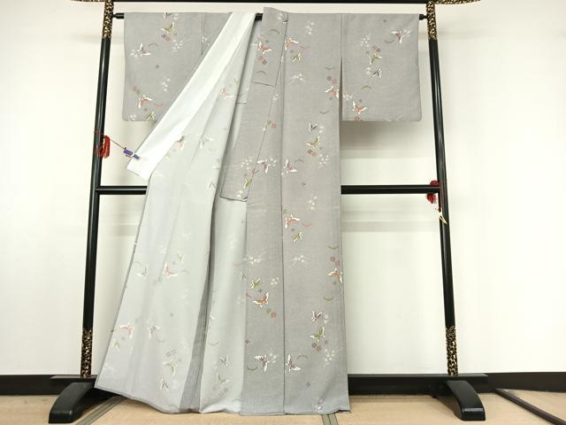 平和屋着物▽小紋　単衣　花蝶文　洗える着物　AABF0765jh 平和屋着物▽小紋 単衣 花蝶文 洗える着物 AABF0765jh