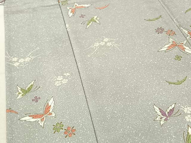 平和屋着物▽小紋 単衣 花蝶文 洗える着物 AABF0765jh